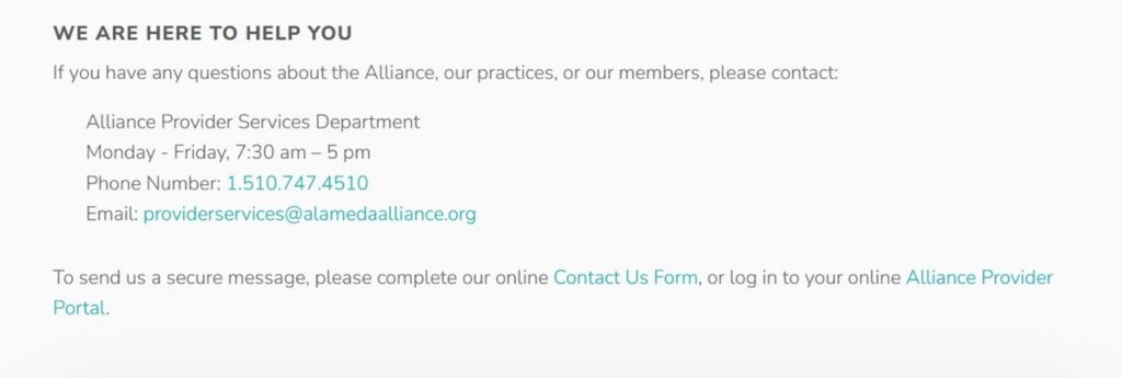 Alameda Alliance Phone Number